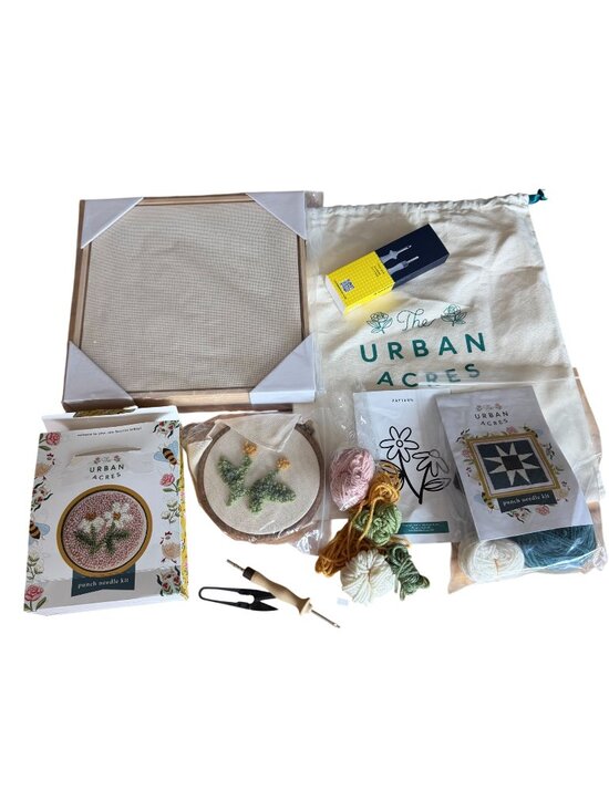 Urban Acres Other - Urban Acres Punch Needle Kits Pink Daisies Sawtooth Quilt Star Framed Cloth